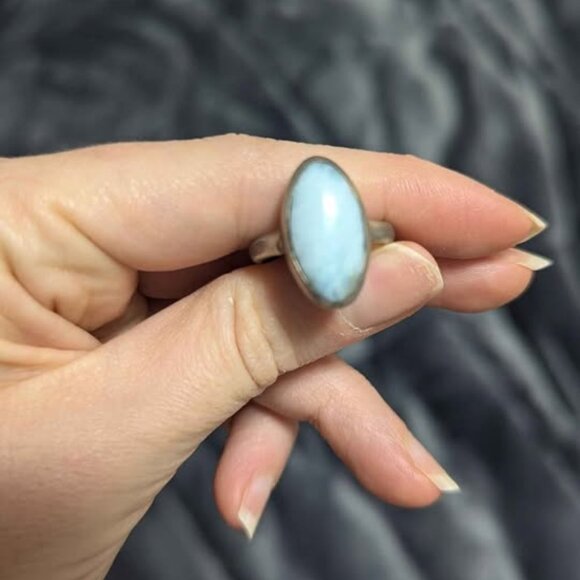 Larimar & Silver ring and earrings - Picture 2 of 2